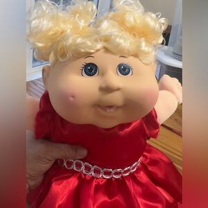 Charming Red Dress cabbage patch kids Doll with Blonde Curls